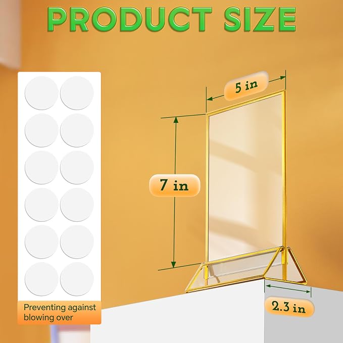 Gold Frames 5X7 Acrylic Sign Holder Double-Sided Picture Frames，12 PCS | - Image 2