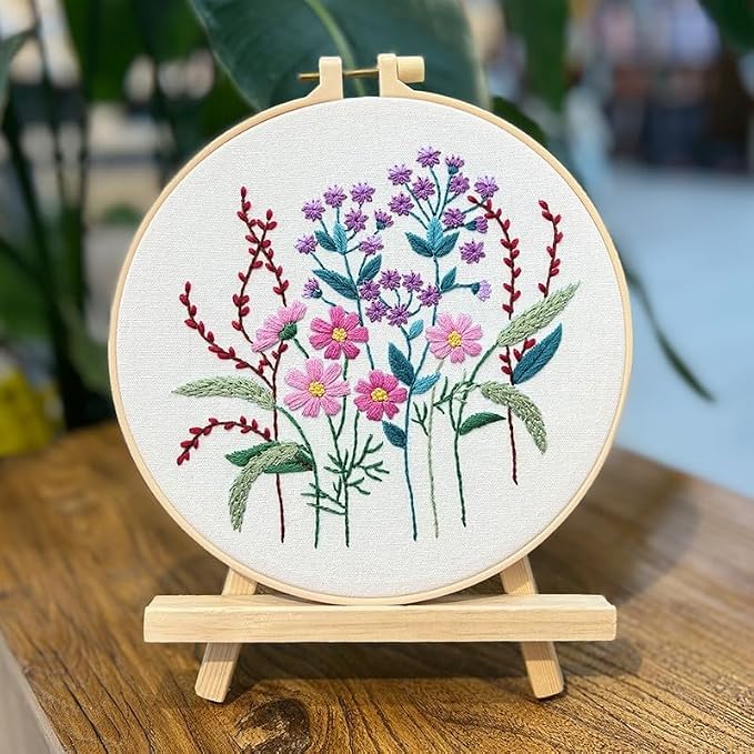 COCOMOX 5 Sets Floral Embroidery Practice Kits, Flower Pattern Embroidery Kit - Image 2