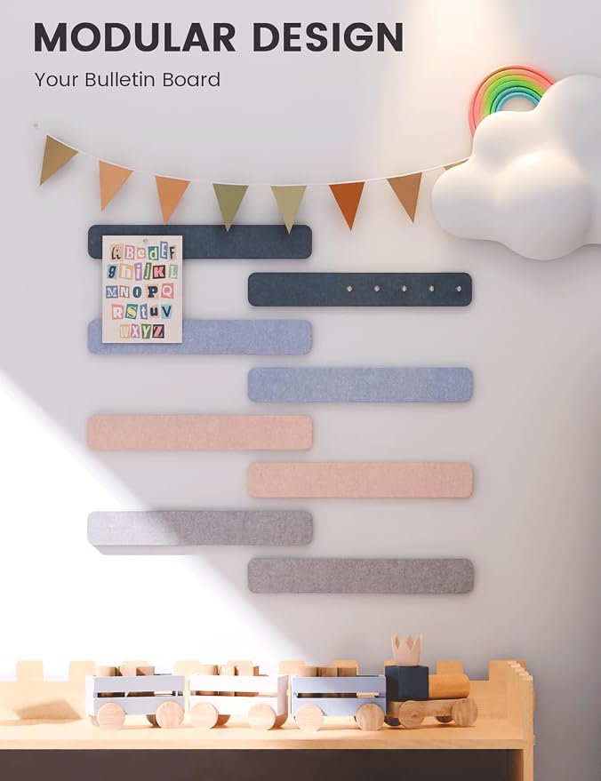 Fluxynara Cork Board Alternative Felt Strip Board 8-Pack 13"x2", Office Pin - Image 5