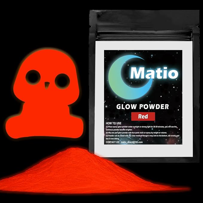 Matio Glow in The Dark Pigment Powder, 15g/0.5oz White Red Orange Pigments | by Matio