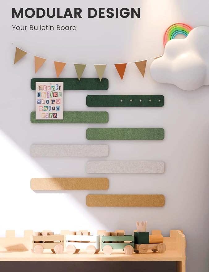 Fluxynara Cork Board Alternative Felt Strip Board 8-Pack 13"x2", Office Pin - Image 5