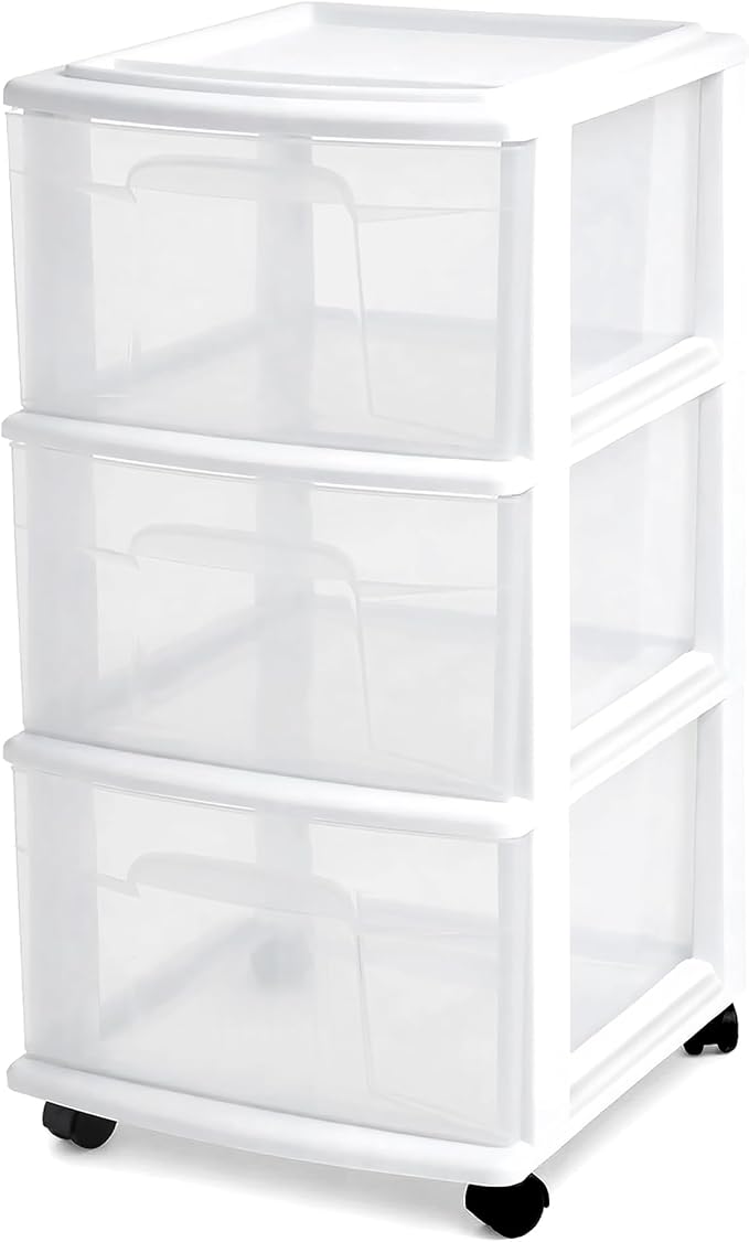 HOMZ Drawer Tower, 3-Tier Rolling Storage Cart - Image 9