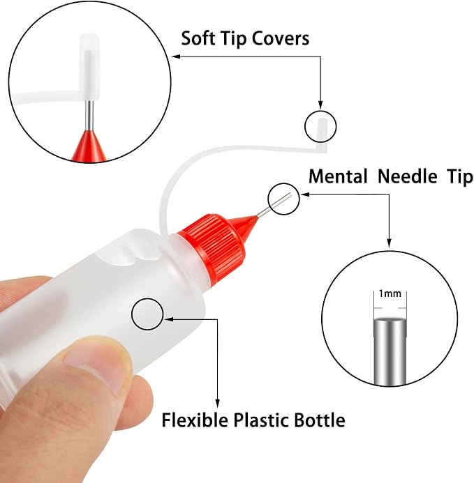 18PCS Precision Needle Tip Glue Applicator Bottles, 6 Color 10ML/1 OZ Fine - Image 3