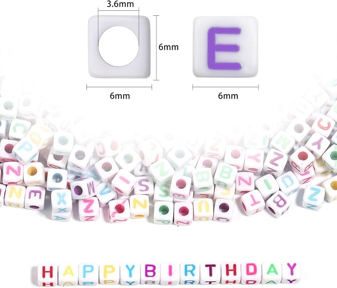 YMSDZHL Alphabet Beads A-Z 1000Pcs Letter Beads, Acrylic 6x6mm Round Letter - Image 2