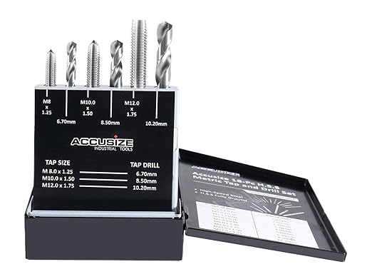 Accusize Industrial Tools Metric 18 Pc H.S.S. Tap and Drill Set, 5 Sets, 0001-0052x5