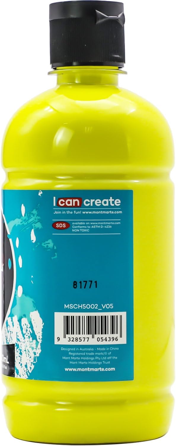 Mont Marte Signature Lemon Yellow Acrylic Paint, Semi-Matte Finish, Suitable - Image 3