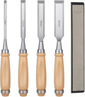4 Piece Wood Chisel,WoodCraft Precision Steel Wood Chisel Set,Chromium Vanadium Wood Carving Chisel Kit,Heavy Duty Woodworking Chisel with Ergonomic Handle