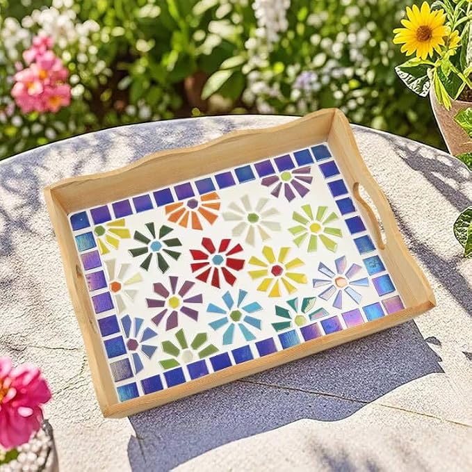 Youway Style Iridescent Cream Glass Mosaic Tiles - Image 3