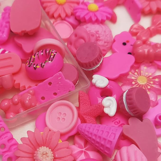 Chenkou Craft 50pcs Lots Mix Assorted Fuschia Craft DIY Flatbacks Resin Flat - Image 4