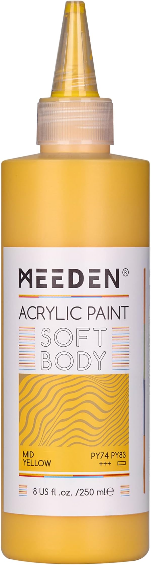 MEEDEN Mid Yellow Acrylic Paint: Matte Finish 250ml/8.45oz Soft Body Bulk by MEEDEN
