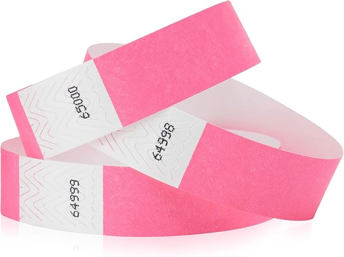10,000 WristCo Neon Pink Tyvek Wristbands for Events - Tamper-Proof Design & Fluorescent Color Prevent Reuse Premium-Grade Bracelets for Hospital & Medical ID, Party & VIP Identification