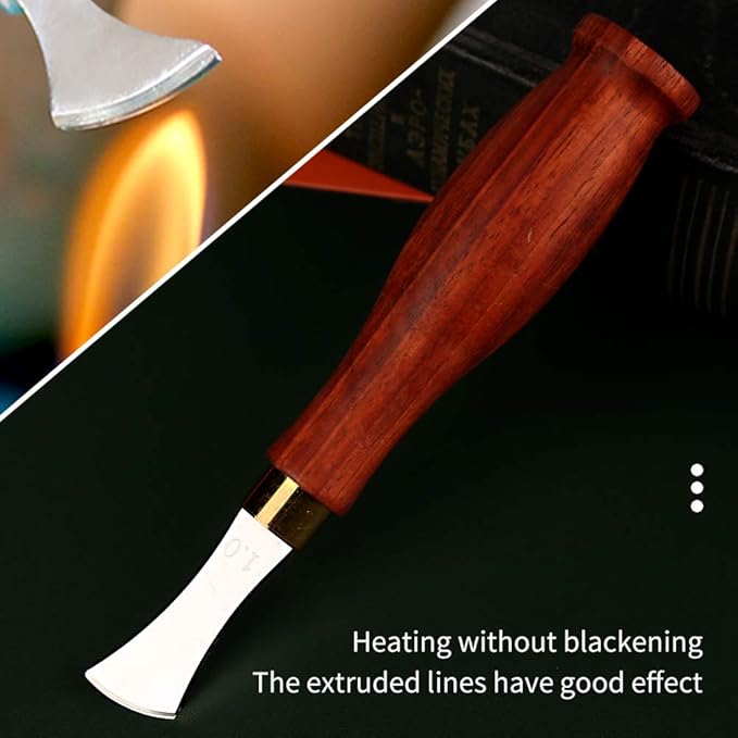 UOOU Leather Edge Creaser,1.0mm Professional Leather Tool,Edge Creaser Stainless Steel Red Wood Handle Tool for Beginners DIY Leather Craft