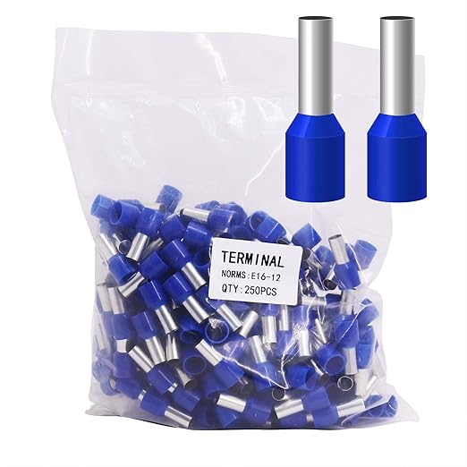 Fidioto AWG6 Wire Ferrules Terminals, 250pcs AWG6 Terminal Connector Wire Insulated Cord Pin Ends Terminals for Electric, Industrial, Chemical Industry, Power Control System, etc.
