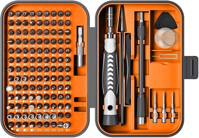 Precision Screwdriver Set, 130 in 1 with 120 bits Repair Tool Kit, Magnetic Screwdriver Set with mini built-in box for Electronics iPhone Jewelers Game Console (130-IN-Orange)