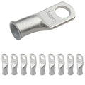 SELTERM 10pcs 6 AWG-1/4 Stud Tinned Copper Wire Lugs, Heavy Duty Battery Cable Ends,6 Gauge Ring Terminals, UL Battery Lugs Marine Grade Copper Eyelets Electrical Battery Terminal Connectors