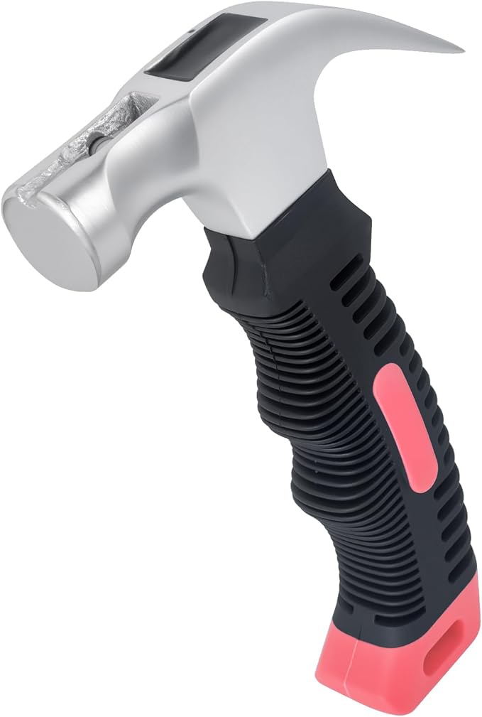 Small Claw Hammer - Mini Hammer for Women&Kids, Camping Hammer, Stubby Tack Hammer, Nail Hammer with Magnetic (Red)