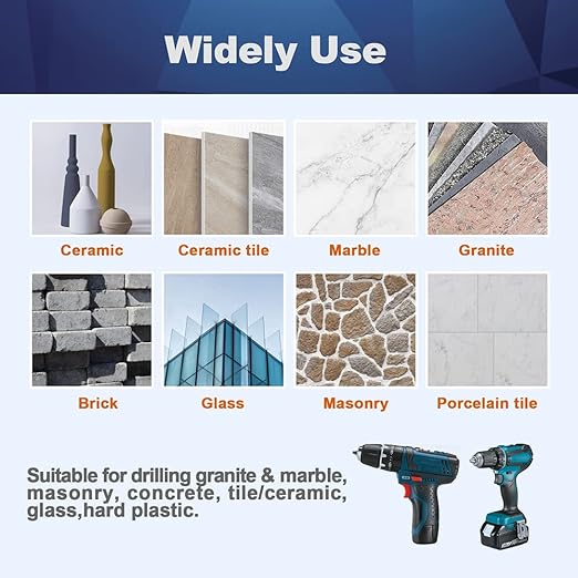 Dry Diamond Core Drill Bit Set,BRSCHNITT 1 4/5 Inch (45mm) Diamond Hole Saw Core Drill Bit with Triangle Shank for Porcelain Tile Ceramic Stone Granite Marble