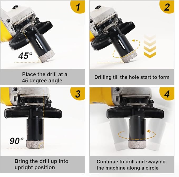 SHDIATOOL Diamond Core Drill Bits Hole Saw Kit for Porcelain Tile Ceramic Marble Brick Vacuum Brazed Cutter Set 10-Piece （6/8/10/13/19/25/32/51mm +10mm+SDS Plus