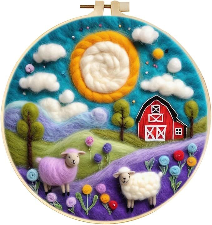 CaptainCrafts Needle Felting Kit, Wool Felt Supplies, Embroidery Hoops by CaptainCrafts