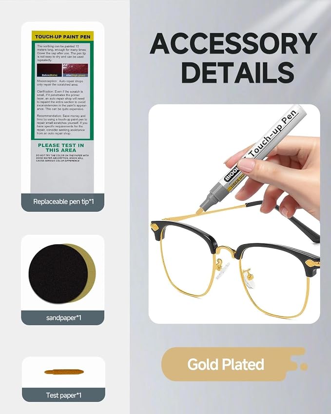 Gold Eyeglass Frame Touch Up Paint Pen, All-in-One Touch Up Kit - Image 7
