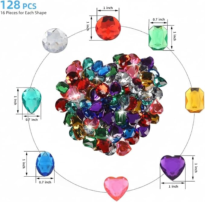 128Pcs Large 1 Inch Acrylic Diamond Jewels - Image 2