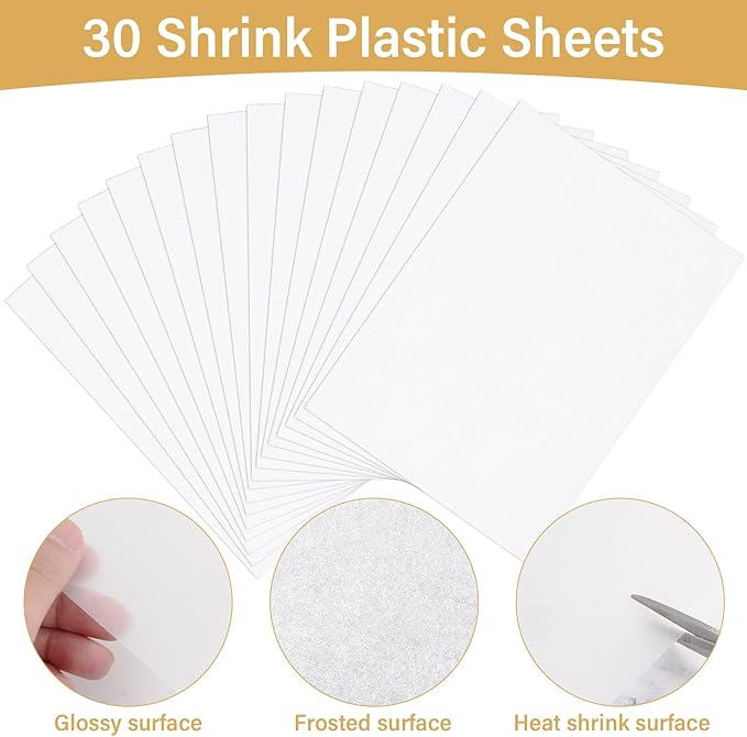161 Pcs Shrink Paper Keychain Kit, 30 Shrink Plastic Sheets - Image 3