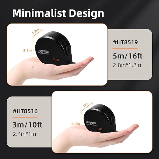 deli Tape Measure 10ft/3m 2 Pack, Easy Read Small Measuring Tape Retractable Mini Tape Measure with Metric/Inch，Minimalist Design by deli Home Series