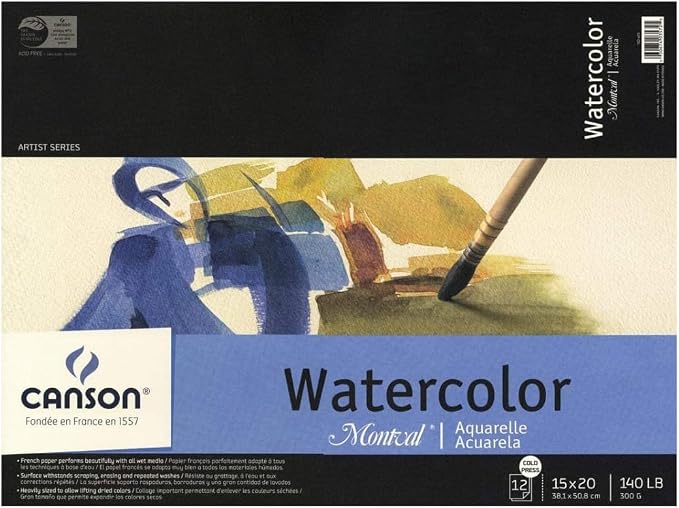 Canson Montval Watercolor Pad, Cold Press, 140 lb., Tape Bound, 12 Sheets/Pad - Image 4