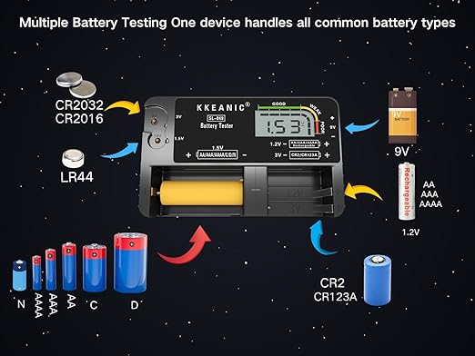 Battery Tester with Battery Organizer Storage Case,Professional Digital Battery Checker with LCD Display for Household AA, AAA, 4A,C, D, 9V, Button Cells. Compact Design & Clear Power Level Indicator