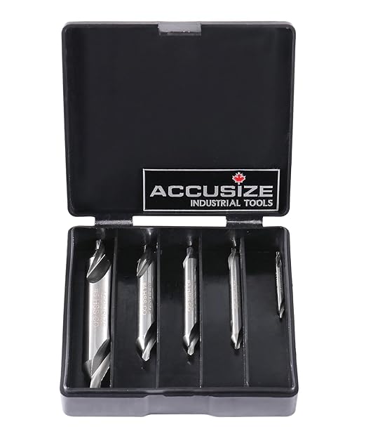 Accusize Industrial Tools 5pc ANSI M42 (H.S.S. + 8% Cobalt) Center Drill Set, 0556-5500