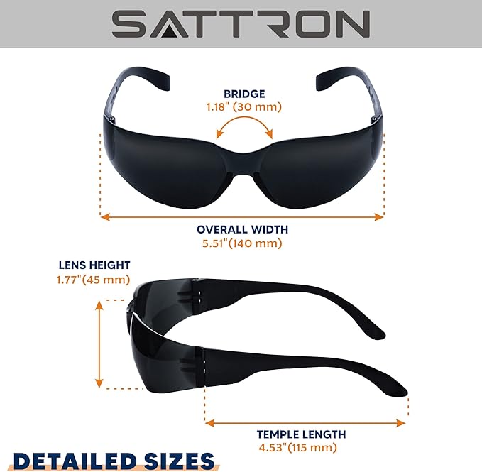 3 Pack of Tinted Safety Glasses, Scratch & Impact Resistant Protective Eyewear, Dark Lenses for UV Protection