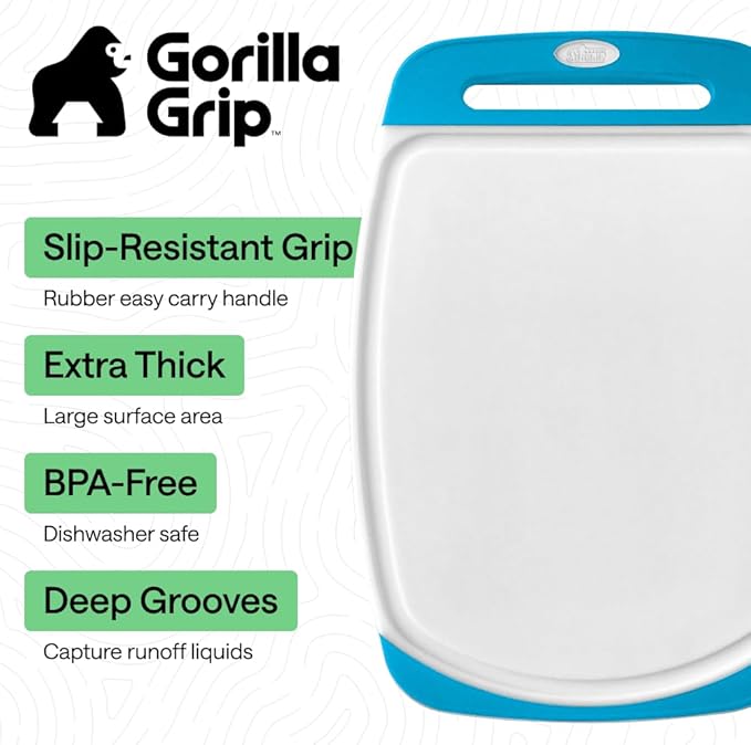 GORILLA GRIP BPA-Free Reversible Kitchen Cutting Board Set of 3, US Designed - Image 2