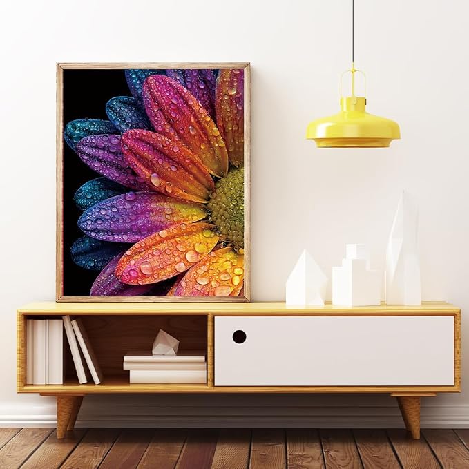 Rainbow Daisy with Water Drops Diamond Painting Kits - Image 3