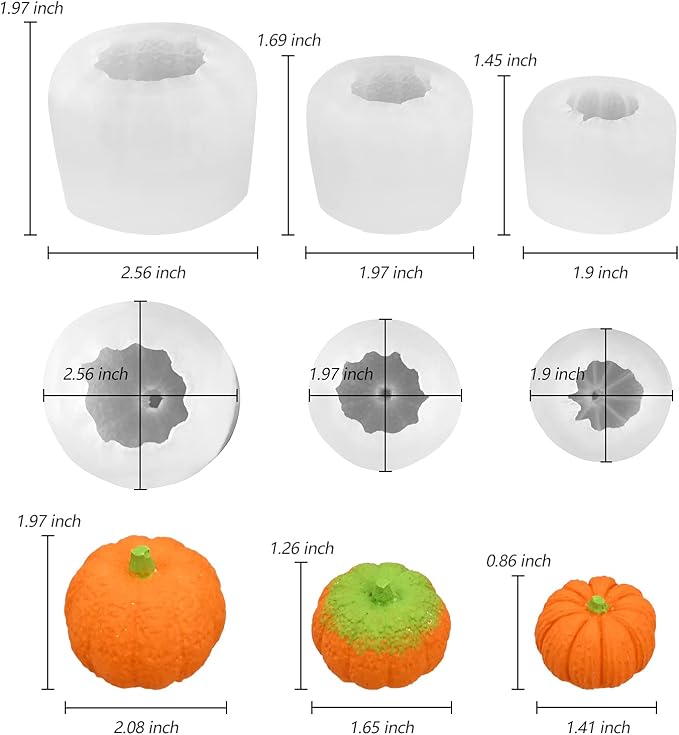 Sakolla 3D Pumpkin Candle Molds, 3 Pack Pumpkin Silicone Mold | Pumpkin Shape - Image 3
