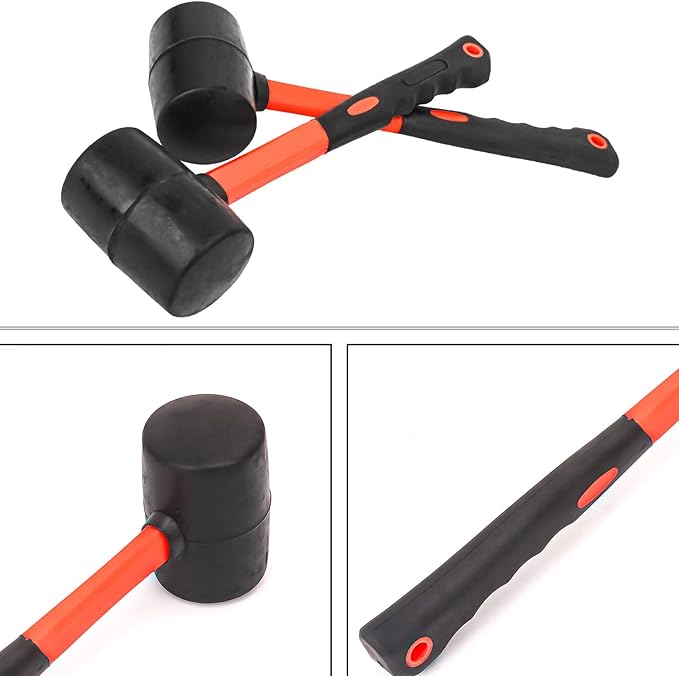 3 PCS Rubber Mallet Hammer, 16 oz Durable Rubber Hammer for Flooring Installation, Camping, Woodwork, and Tent Stakes