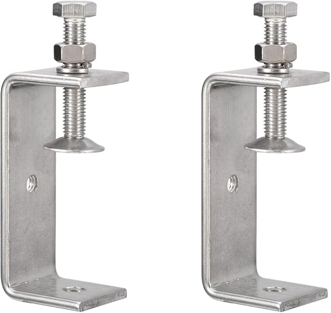 2 Pack 304 Stainless Steel C Clamps with 85mm/3.35" Stable Wide Jaw Opening Tiger Clamp for Woodworking Welding Construction Household Mount