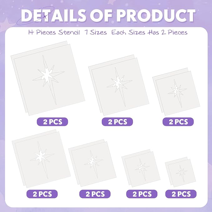 Teling 14 Pcs Large Star Stencil - Image 6