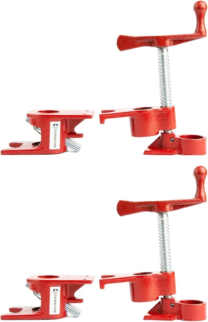 3/4" 2-Pack Pipe Clamp for Woodworking Heavy Duty Cast Iron Quick Release Pipe Clamps with stand Home Improvement, Workshop and Construction Site