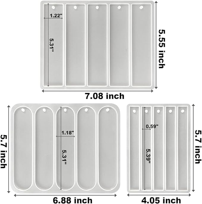 RESINWORLD Set of 3 Shiny Bookmarks Silicone Mold, Bookmark Resin Mold - Image 2