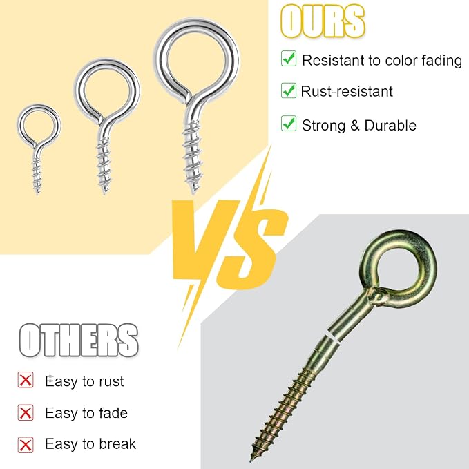 720PCS Small Screw Eye Pins, 3 Styles of Mini Eye Screws, Eyelet Pins Hooks - Image 3