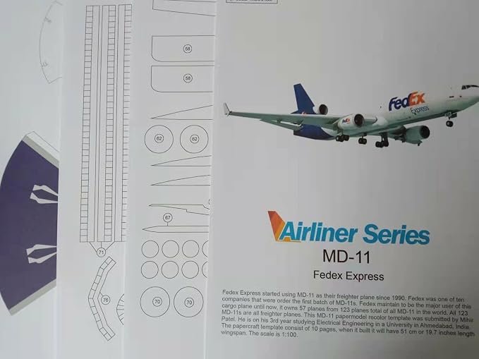 1:100 MD-11 Air Plane 3D Model Simulation Aircraft Model Aviation Paper Model - Image 4