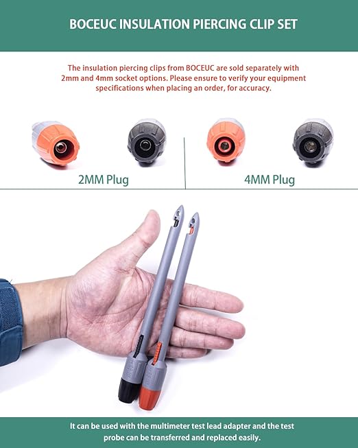 Heavy Duty Wire Piercing Probe, Multimeter Probes Kit for 2mm Standard Pin Tip