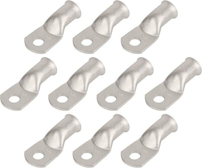 10pcs 4/0 AWG-3/8(M10) Tinned Copper Ring Terminals Battery Lugs, Heavy Duty Wire Lugs, Battery Cable Connectors