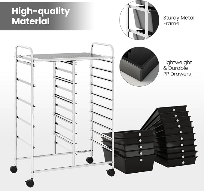 BECOMFORT 15-Drawer Rolling Cart - Image 6