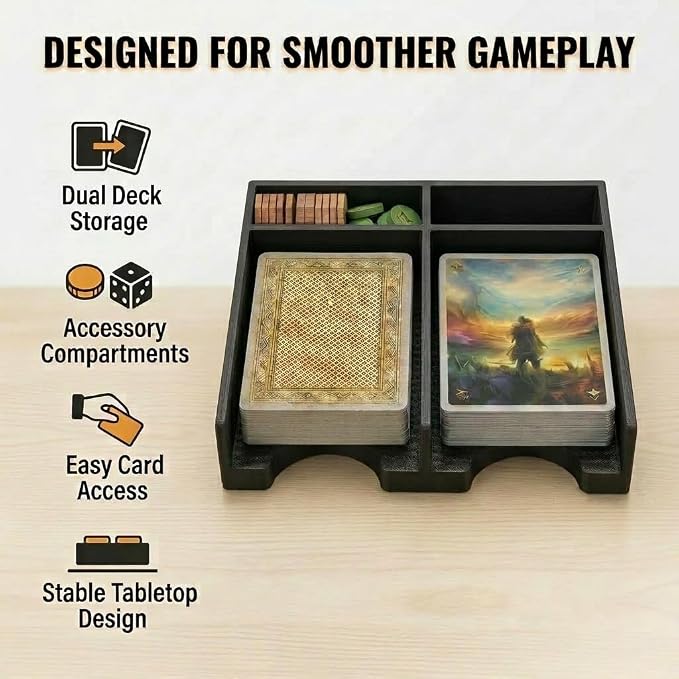 Tabletop Card Deck Tray for Board Games – Dual Card Organizer - Image 4