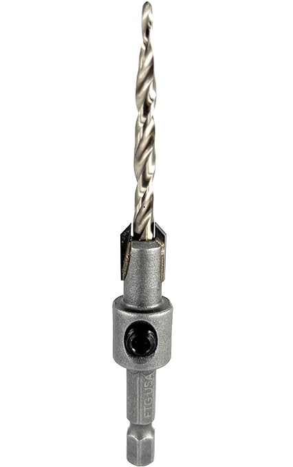 FTG USA #8 (11/64") Tungsten Carbide Tipped 82 Degree Countersink Drill Bit with Tapered Drill Bit, 1/4 Inch Quick Change Hex Shank and Allen Wrench