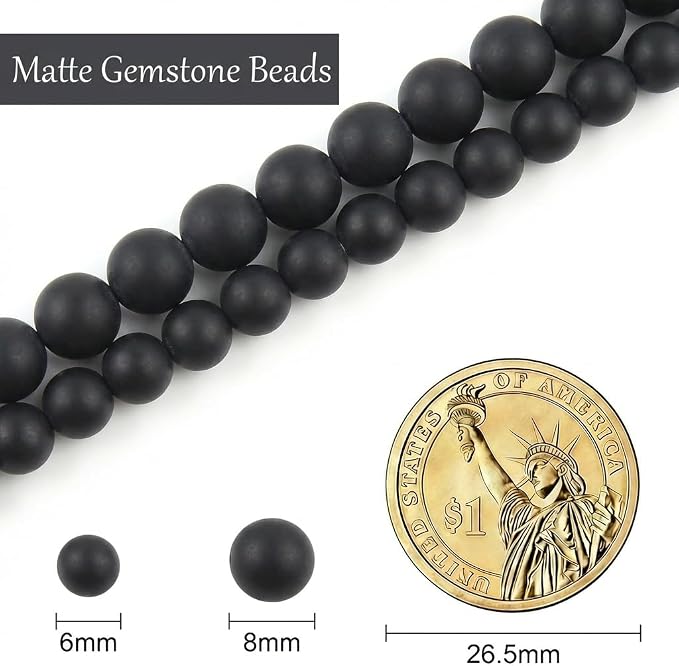 8mm Matte Black Onyx Bead, 15-Inch Matte Round Loose Stone Beads - Image 3