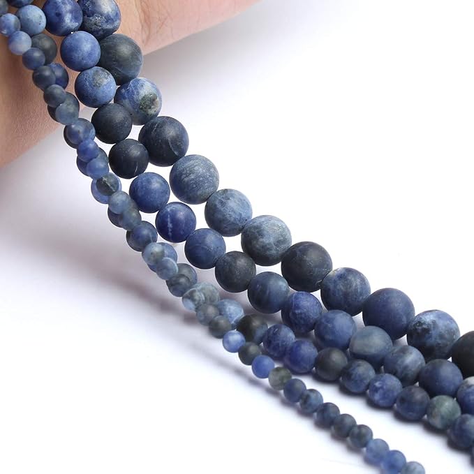 60pcs Natural Matte Olded Blue Sodalite Gemstone Beads，6mm Frosted Round Loose - Image 7