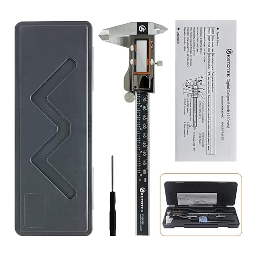 Digital Caliper Measuring Tool, IP54 Waterproof Stainless Steel Electronic Vernier Caliper 6 Inch/150mm Digital Micrometer with Large LCD Screen