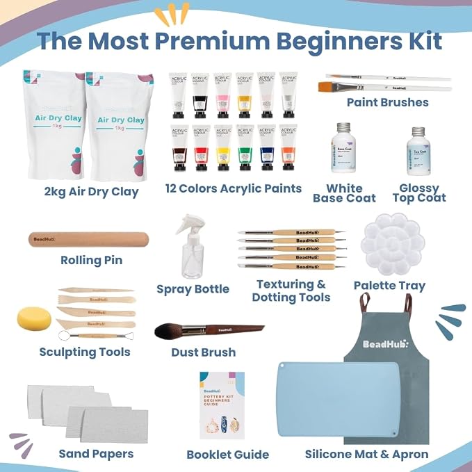 Pottery Kit for Beginners, 4.4LBS Air Dry Clay for Adults - Image 3